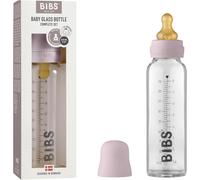 Baby Glass Bottle Anti-Colic Round Natural Rubber Latex Tip Promotes Natural Breastfeeding,225ml,Dusky Lilac