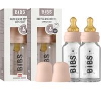Baby Glass Bottle Anti-Colic Round Natural Rubber Latex Tip Promotes Natural Breastfeeding,Complete Set-110ml (Pack Of 2),Blush