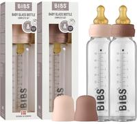 Baby Glass Bottle Anti-Colic Round Natural Rubber Latex Tip Promotes Natural Breastfeeding,Complete Set-225ml (Pack Of 2),Blush/Woodchuck