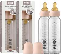 Baby Glass Bottle Anti-Colic Round Natural Rubber Latex Tip Promotes Natural Breastfeeding,Complete Set-225ml (Pack Of 2),Blush