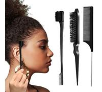 Baby Hair Brush, 3 Pièces Peigne Baby Hair Contour Brosse Pour Plaquer Les Cheveux, Stabiler Rattenschwanz Kamm für Frauen Babys Kinder Haare (Ferreux)