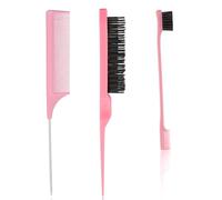 Baby Hair Brush, 3 Pièces Peigne Baby Hair Contour Brosse Pour Plaquer Les Cheveux, Stabiler Rattenschwanz Kamm für Frauen Babys Kinder Haare (Rose)