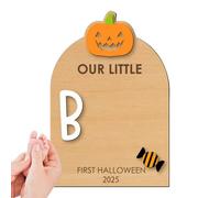 Baby Hand and Footprint Kit, Baby's First Halloween Keepsake, Wooden Craft Kits with Ink Pad, Hand Ornament for Birth Shower, Mom, Dad, Kids, Family, Christmas, Halloween, Nursery, 18x26cm
