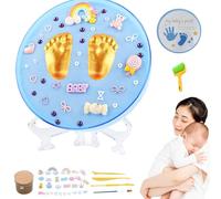 Baby Hand and Footprint Kit, Kit d'empreinte bébé sûr avec boue à imprimé doux, ornement scellé, imprimé de patte drôle pour les nouveaux parents cadeau bleu