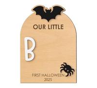 Baby Hand and Footprint Kit, Wooden Halloween Keepsake Ornament, 7.09x10.24 inches Inkless Print Pad Set, Memory Art Craft for, for Nursery, Family, Mom, Dad, Christmas