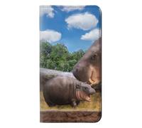 Baby Hippo Hippopotamus Family Etui Flip Housse Cuir pour iPhone 17 Pro