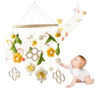 Baby hochet, mignon fleur en peluche laisse des jouets suspendus abeilles, le paria du vent avec des cloches écologiques écologiques pour le nourrisson, mobile doux pour les garçons et les fille