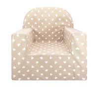 baby idea Grand Fauteuil Enfant Dimensions, Fauteuil Enfant avec Housse Haute densité 100% Coton déhoussable - Fait en Italie Sofa Enfants Cœurs Beige 40P x 52L x 57H cm