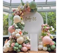 Baby in Bloom Kit d'arche de ballons 140 pièces pastel rose poudré et vert sauge pour décoration de fête prénatale Boho Fairy Girl (vert sauge et rose)