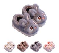 Baby Infant Fuzzy Slippers Cute Bunny Ear Foam Sole Non Slip Indoor Slippers Boys Girls Winter Warm Ankle Flat Soft Family Shoes Cotton Loungewear Shoes (Coffee, 35 Big Kids)