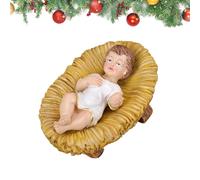 Baby Jésus Dans La Figurine De La Mangeoire - Résine Sainte Scène Statue, Décoration De Noël Religieuse, Ornement De La Nativité Chrétienne | Idéal Pour L'exposition Intérieure, La Salle De Prière, La