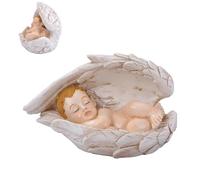 Baby Jésus dans Statue - Résine Nativité Sculpture La Scène De La Nativité, Décoration De Sculpture Religieuse Endormie Baby in Angel Wings Figurine Présents Religieux pour Ornement du Seuil