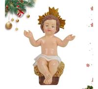 Baby Jesus Figure Mini Manger - Résine Nativité Sculpture Pour L'affichage Des Fêtes, Ornement Religieux Avec Une Sculpture Fine, Une Figurine De Statue Pour La Maison, L'église, Le Bureau, Les