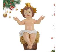 Baby Jesus Figure Mini Manger - Résine Nativité Sculpture Pour L'affichage Des Fêtes, Ornement Religieux Avec Une Sculpture Fine, Une Figurine De Statue Pour La Maison, L'église, Le Bureau, Les