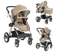 BABY JOY Poussette pour bébé convertible 2 en 1 avec harnais à 5 points, y compris porte-gobelet, couvre-pieds, sac à langer, structure en aluminium, kaki