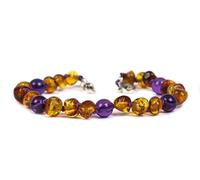 Baby J's - Bracelet/Bracelet de cheville - Bracelet en ambre premium réglable - Fabriqué à la main avec 100% d'ambre de la Baltique, Adjustable, Pierre Soie Plastique