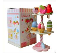 Baby Kids Playhouse Toys Simulation Kitchen Wooden Kitchenware Ice Cream Stand-Autre