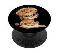 Baby Lion Livre Ouvert pour Lire Les Amoureux des Animaux PopSockets PopGrip Adhésif