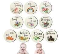 Baby Milestone Card, feuille double face en bois bébé mois Milestone Card, baby shower et nouveau - né cadeau set (10 PCS)