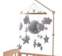 Baby Mobile - 17.72x9.06in Sleeping Bear Nursery mobile pour un sommeil apaisant, décor mignon avec une fonction de suspension portable, jouet de berce
