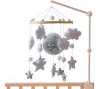 Baby mobile berce - Sleeping Bear pour pépinière avec jouets suspendus, jouet de berceau portable et décoration mignonne, accessoire de berceau apaisant pour mur de chambre à coucher, 17.72x9.06x9.06