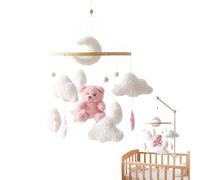 Baby Mobile Crib, 17.72 inches Bear Cloud Star Ornament for Nursery Bedroom Kids, Hangable Soother with Gentle Rotation, Crib for Girls Boys Preschoolers Sleep and Play