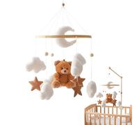 Baby Mobile Crib, 17.72 inches Bear Cloud Star Ornament for Nursery Bedroom Kids, Hangable Soother with Gentle Rotation, Crib for Girls Boys Preschoolers Sleep and Play