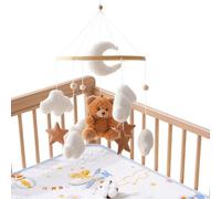 Baby Mobile For Crib - 45x23cm Bear Cloud Star Baby Crib Mobile - Cognitive Aesthetic Ornament, Hangable Soother With Rotation For Kids Girls Boys Toddler Preschoolers Bedroom