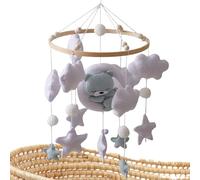 Baby Mobile - Portable Mignon Sleeping Bear Nursery Decor pour le coucher apaisant, stimulation visuelle douce avec fonction rotative, jouet suspendu pour les filles murales de chambre de chambre