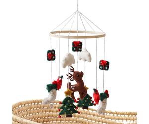 Baby Mobile | Wind Chime | Christmas Bassinet Mobile | Felt Reindeer Christmas Tree Nursery Decor | Felt Reindeer Christmass Tree Nursery For Children's Room Birthday Bedroom Girls Play Wall