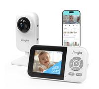 Baby monitor vidéo avec 2 caméras, deux modes, vision nocturne, communication bidirectionnelle, portée de 360 m, berceuse, application smartphone gratuite, idéal pour bébés/personnes âgées/animaux d
