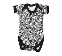 Baby Moo's Body pour bébé imprimé léopard | Body unisexe noir et blanc imprimé animal mignon - Alternative cool cadeau de naissance, blanc, 6 mois