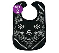 Baby Moo's Lot de 2 bavoirs Rock n Roll Cool pour bébé | Bavoir pour bébé Rock Star | Garçons ou filles [2 paquets, 0-3 ans] - Cadeau pour fête prénatale, naissance, unisexe, neutre ou jumeau, Noir ,