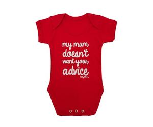 Baby Moos | 'MY MUM DOESN'T WANT YOUR ADVICE'® Gilet nouveau-né unisexe drôle | Body bébé fille ou bébé garçon | cadeau rouge