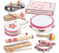 Baby Musical Instruments - Montessori Musical Toys for Toddlers 1-3, Wooden Percussion Instruments Set, Kids Preschool Educational Music Learning Toys, Christmas Birthday Gifts for Boys Girls 18m+