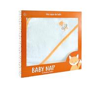 Baby NAT' - Cape de Bain Bébé Renard 80x80 cm - Sortie de Bain en Coton Doux avec Capuche Brodée - Serviette Bébé Pratique - Linge de Bain en Coffret Cadeau Naissance - BN6061