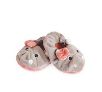 Baby Nat' - Chaussons Bébé Fille Hippopotame - Cadeau Bébé Fille - Gris/Rose - Zoé BN0561