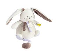 BABY NAT' - Collection Les Layettes - Boîte à Musique Lapin Gris - Doudou Musical pour Bébé Dès la Naissance - Cadeau Naissance pour Filles et Garçons - Peluche Douce Lavable - BN0472