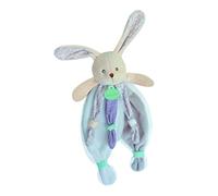 Baby Nat' - Doudou Lapin Attache Sucette - Poupi Nature - 29 cm - BN0542 | Bio-Style - Coton Ultra-Doux - Peluche Éveil des Sens - Beige et Bleu - Lavable à 30° - Idée Cadeau Naissance Fille et Garçon
