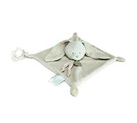 BABY NAT'- Doudou Lapin Plat Attache Tétine Collection Mocca - Peluche Douce Beige - Attache Sucette Intégrée - Idée Cadeau Naissance Bébé Fille ou Garçon - Matière Coton Doux - 25 cm - BN0618