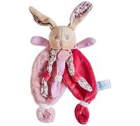 Baby Nat' – Doudou plat Lapin Poupi Rose – imprimé fleurs, grandes oreilles, nouettes