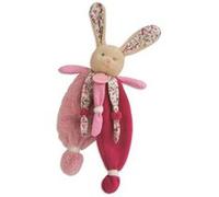 Baby Nat' - Doudou Lapin Plat - Lapin Poupi Rose - Imprimé Fleurs - Forme Originale Facile à Attraper avec Nouettes & Grandes Oreilles - Idée Cadeau Naissance Bébé Fille et Garçon - BN0111