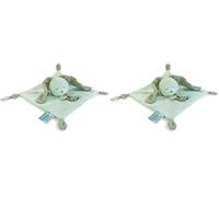 Baby Nat' - Doudou Lapin Vert Sauge 23 cm - Doudou Plat Coton Doux avec Attache-Sucette - Peluche Naissance Bébé Fille Garçon - Compagnon Nuit Cadeau Naissance Lavable à 30° - BN6117 (Lot de 2)
