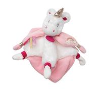 BABY NAT' - Doudou Licorne Souple Poussière d'Etoiles - Rose et Blanche - Broderie Arc en Ciel - Idée Cadeau Naissance - Doudou Facile à Attraper - Tout Doux pour les Câlins - BN0322