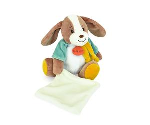 Baby NAT' - Pantin avec Doudou Lucien Le Chien 25 cm - Pantin Doudou 25 cm Bébé Mixte avec Oreilles Souples et Nouettes - Peluche Pantin Bébé Lavable 30° Idée Cadeau Naissance Fille Garçon - BN6027
