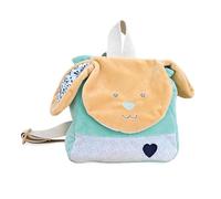 Baby Nat' - Sac à Dos Bébé Lapin Poupi Marine - Peluche en Matière Douce - Oreilles Longues avec Fermeture Velcro et Bretelles Réglables - Lavable 30° Idée Cadeau Naissance Fille Garçon - BN6005
