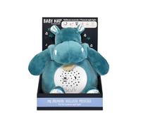 Baby NAT' - Veilleuse Musicale Bébé pour Dormir Hippopotame Bazile - Bleu - Collection Bazile - 10 Mélodies, 5 Bruits Blancs, 7 Couleurs - Aide au Sommeil de Bébé - Piles Non Incluses - BN6093