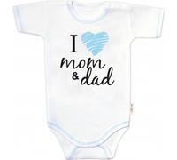 Baby Nellys body à manches courtes, I love mom & dad, garçon, taille 86
