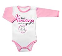 Baby Nellys Body à manches longues avec texte amusant, Je suis la raison de notre retard, taille 80, fille
