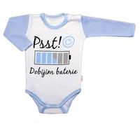 Baby Nellys Body à manches longues avec texte amusant, Psst Rechargeable, garçon, taille 80